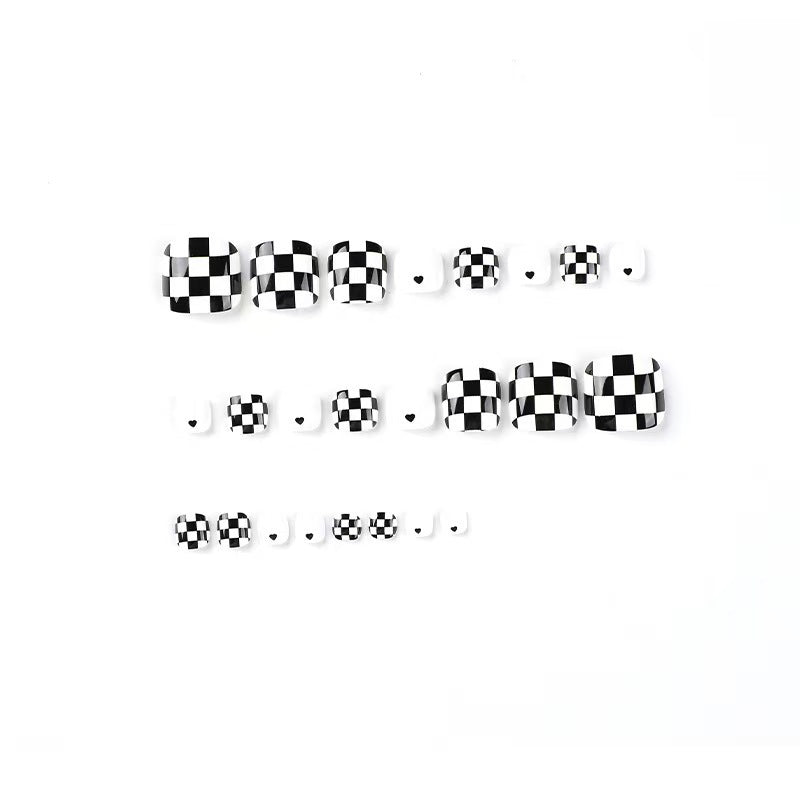 Artificial Nail Set with Attractive Chessboard Design Acalora