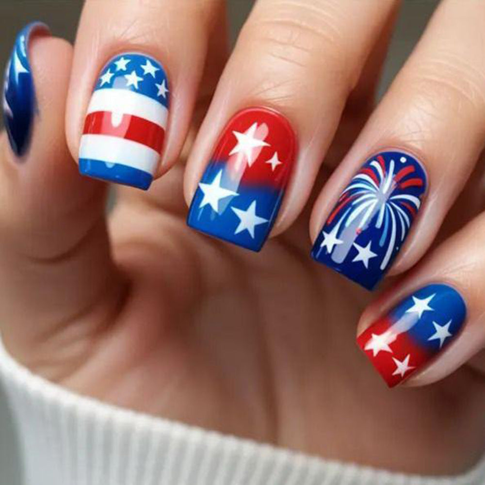 Artificial nails in patriotic star and stripe design Acalora