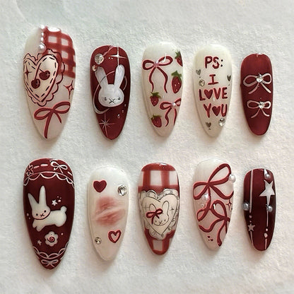 Romantic Themed Press-On Nail Art Set Acalora