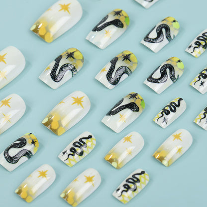 Artistic snake pattern artificial nails Acalora