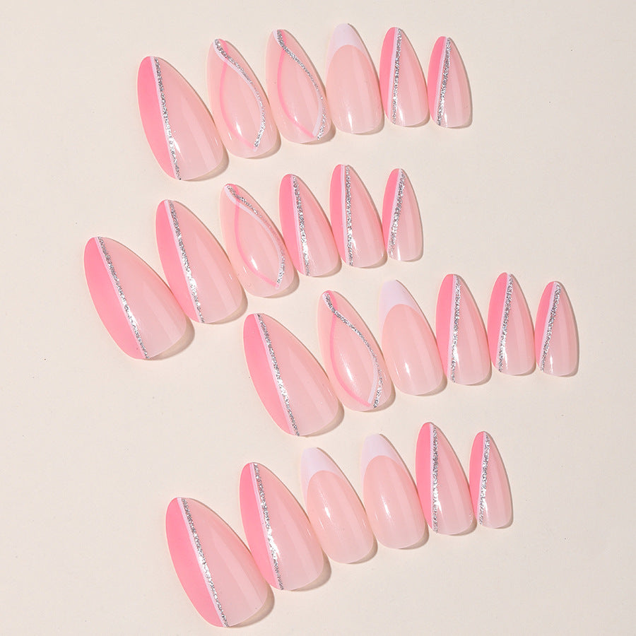 Elegant Press-On Nail Art Set with Butterfly and Glitter Accents Acalora