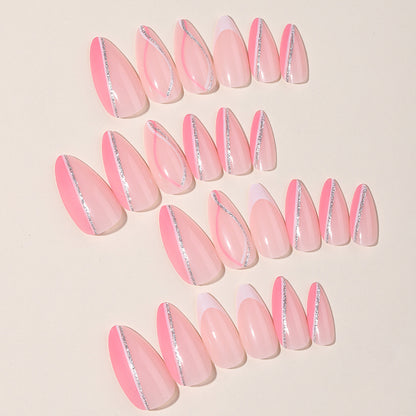 Elegant Press-On Nail Art Set with Butterfly and Glitter Accents Acalora