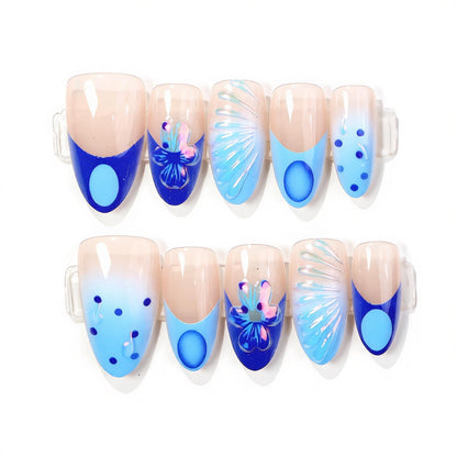 Decorative Press-On Nail Art Set with Oceanic Patterns Acalora