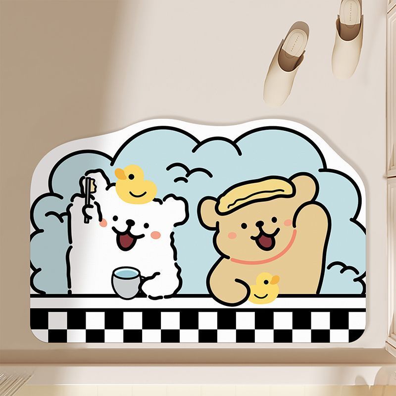 Playful Cartoon Theme Bath Mat