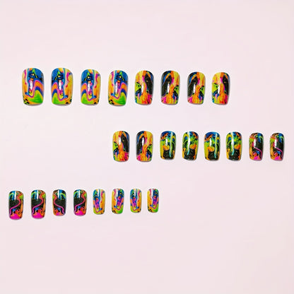Neon Marbled Nail Art Acalora