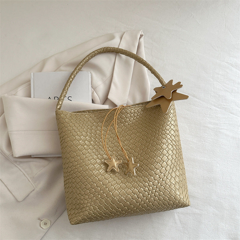Textured Weave Handheld Shoulder Bag Acalora