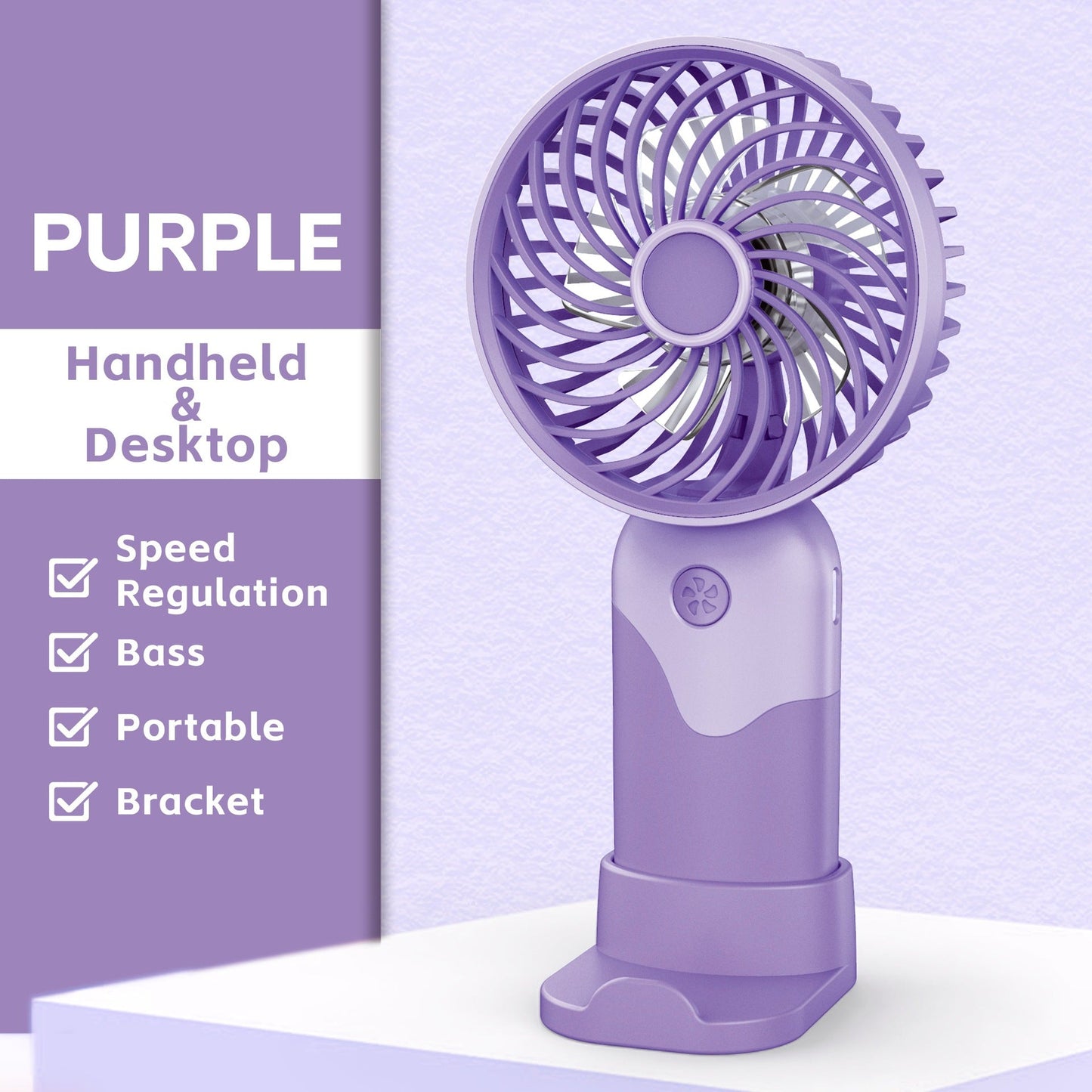 Ladies' Portable Handheld Fan with Height-Adjustable Stand Karnz