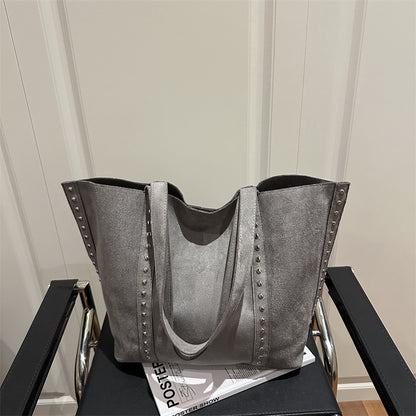 Chic Studded Suede Tote Bag Acalora