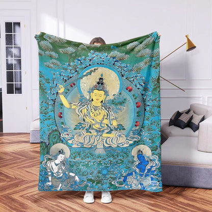 Artistic Eastern-Themed Fleece Throw Blanket