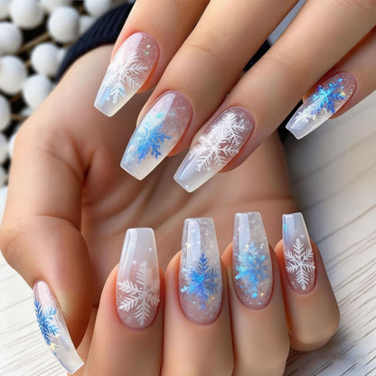 Artificial nails with winter snowflake design Acalora
