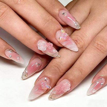 Artificial nail set with elegant blooming 3D decorations Acalora 1788236934