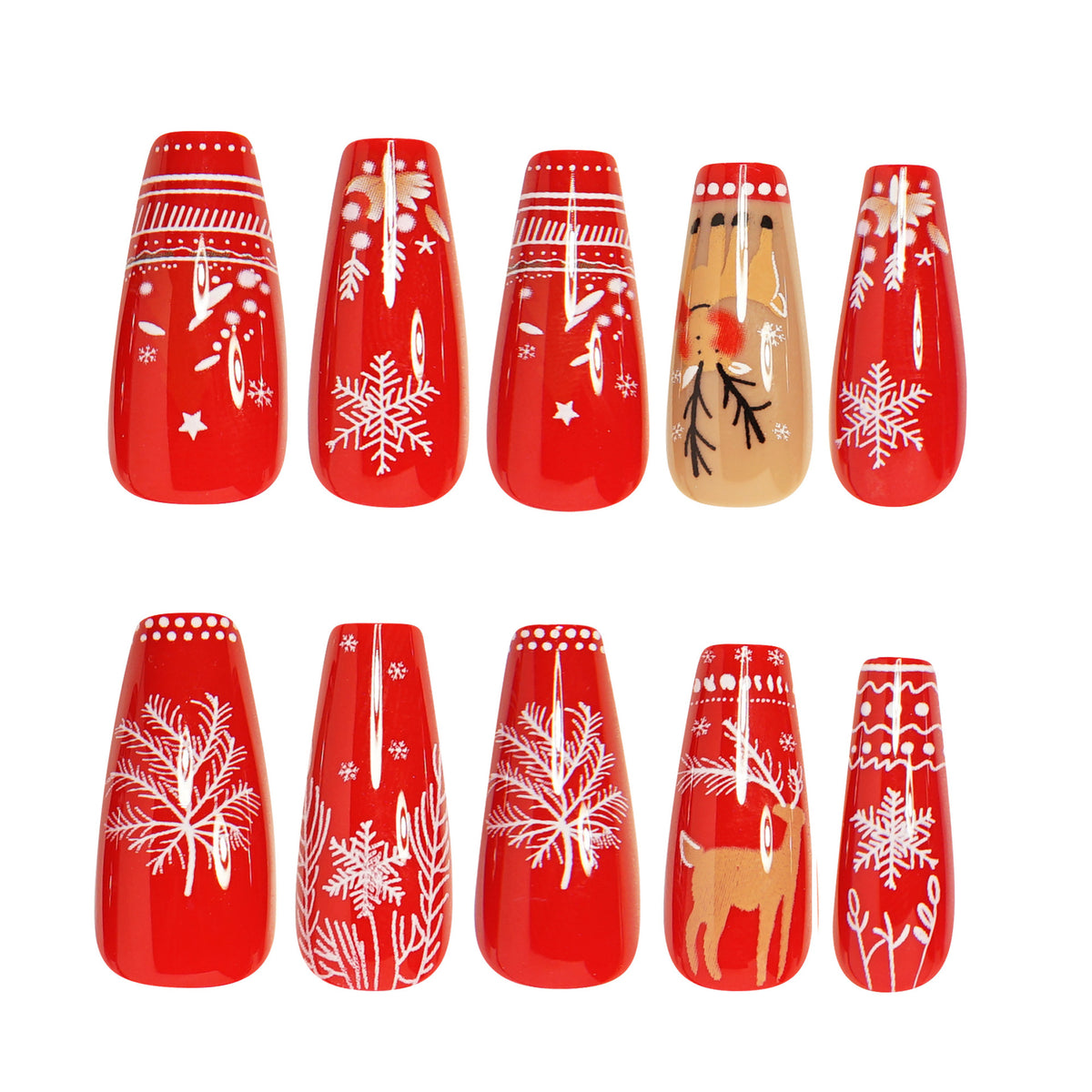 Festive Holiday Themed Press-On Nail Art Acalora