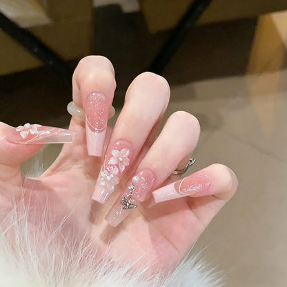 Artificial nail set with sparkling glitter accents Acalora