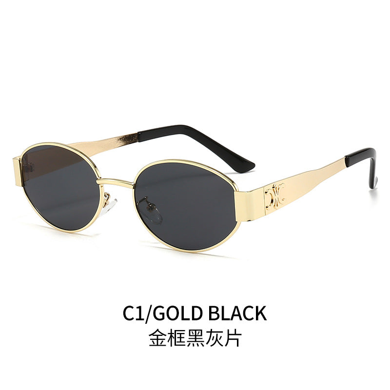 Women's designer sunglasses with elegant oval frame and unique accents Bowlift