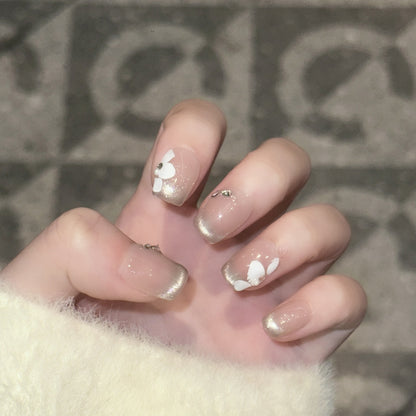 Decorative Press-On Nail Set with Elegant Leaf Design Acalora