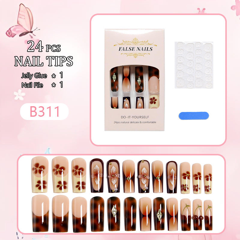 Artificial nails with creative 3D flower design and glitter accents Acalora