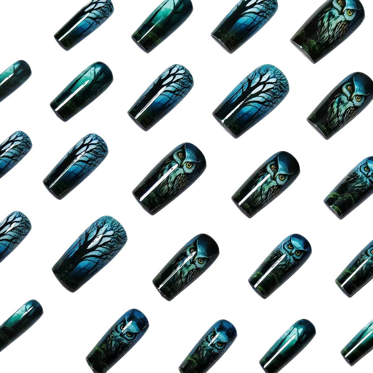 Artistic Forest-Themed Nail Art Acalora