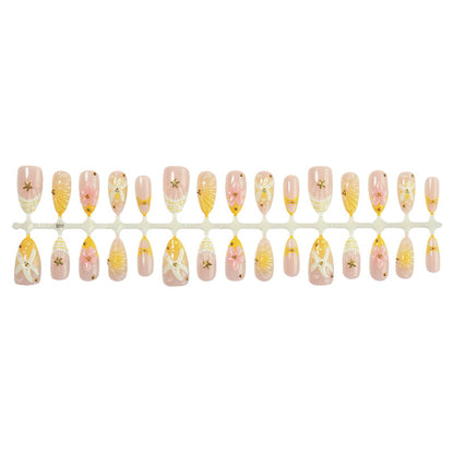 Artistic Press-On Nail Set with Floral and Decorative Designs Acalora