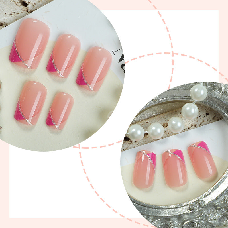 Decorative Press-On Nail Set with Stylish Geometric Design Acalora