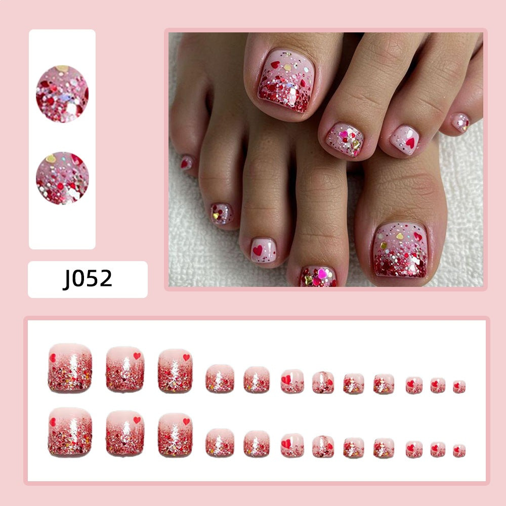 Artificial nails with glitter and heart pattern Acalora
