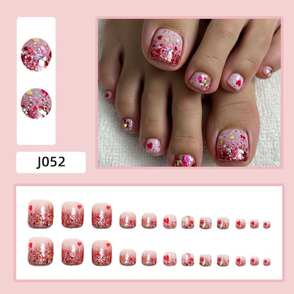 Artificial nails with glitter and heart pattern Acalora