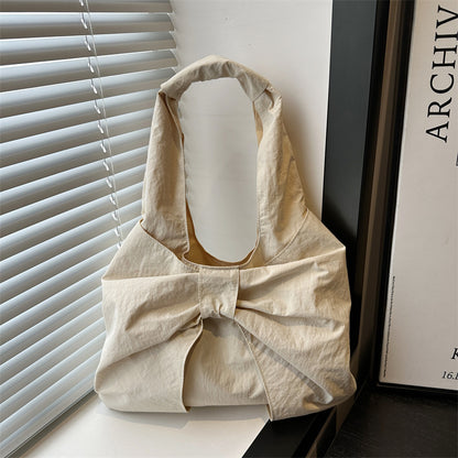 Bow Accent Fabric Tote Bag Acalora