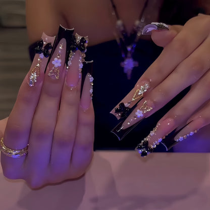 Luxurious 3D Floral Press-On Nail Art Acalora