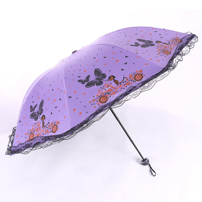 Women's sun umbrella with romantic butterfly design Bowlift