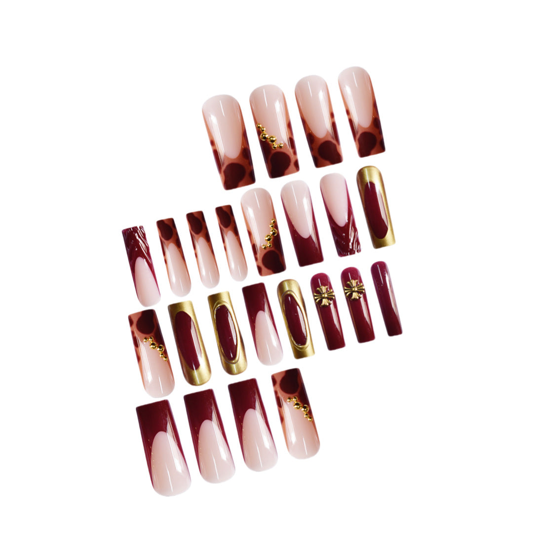 Artistic Long Press-On Nails with Elegant Accents Acalora