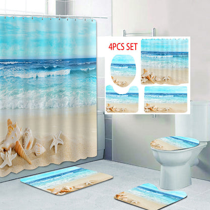 Beach-Themed Shower Curtain Bowlift