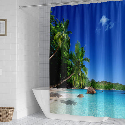 Tropical Beach Scene Shower Curtain