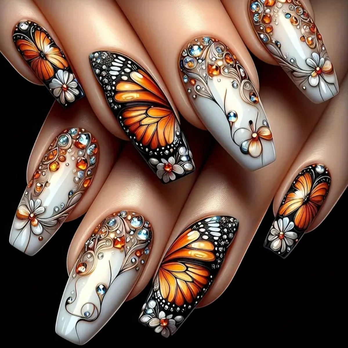 Intricate Butterfly Design Nail Art Acalora
