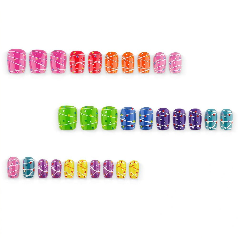 Colorful playful design artificial nails Acalora
