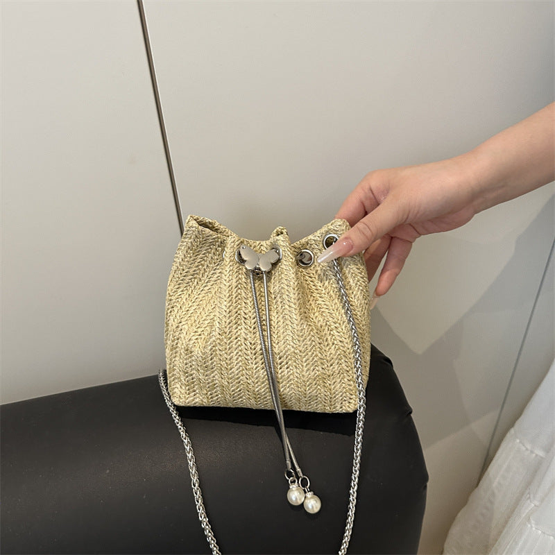 Elegant Woven Drawstring Mini Handbag Acalora
