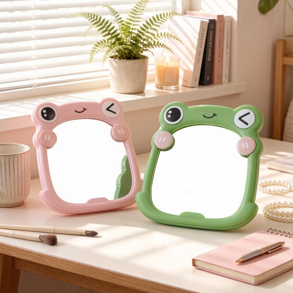 Cute Frog-Themed Handheld Mirror