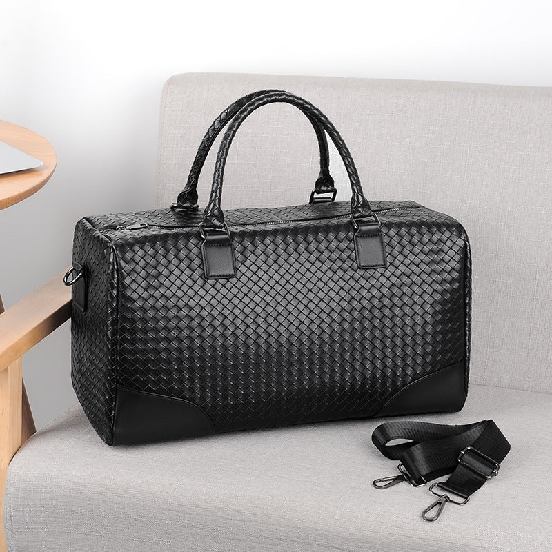 Premium Woven Leather Weekender Bag Acalora