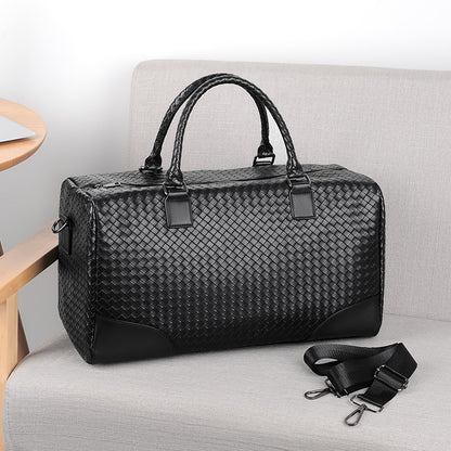 Premium Woven Leather Weekender Bag Acalora