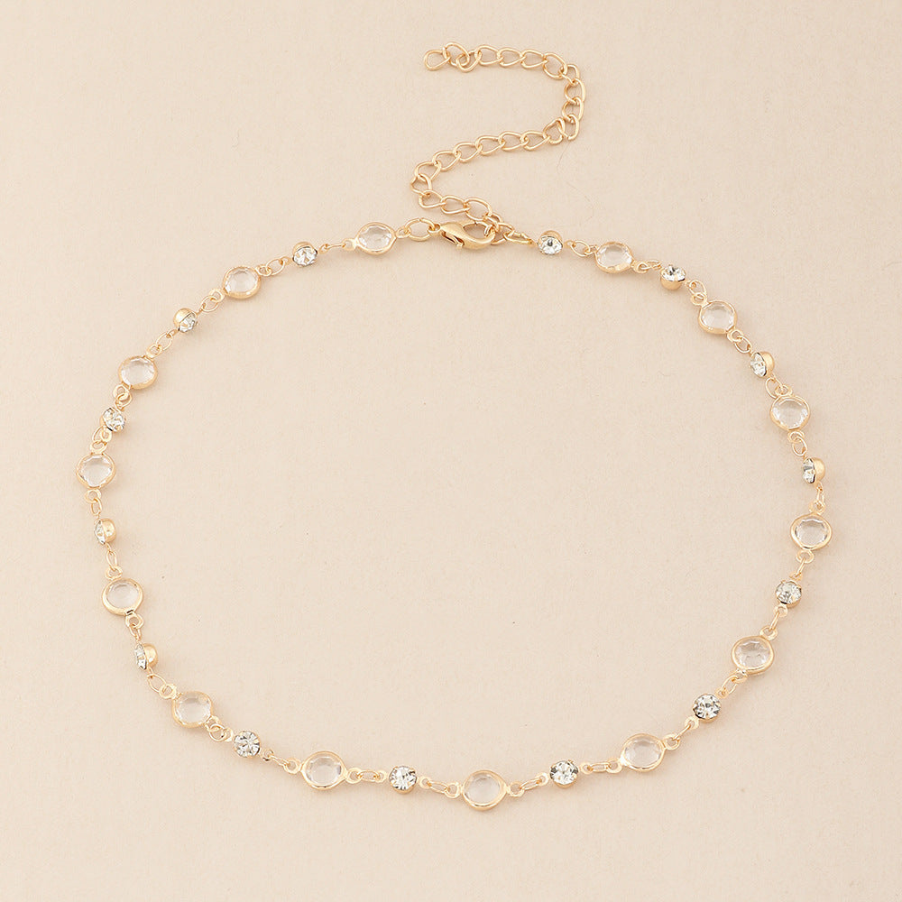 Elegant Crystal Embellished Anklet Acalora