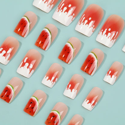 Artificial nails in stylish watermelon design Acalora