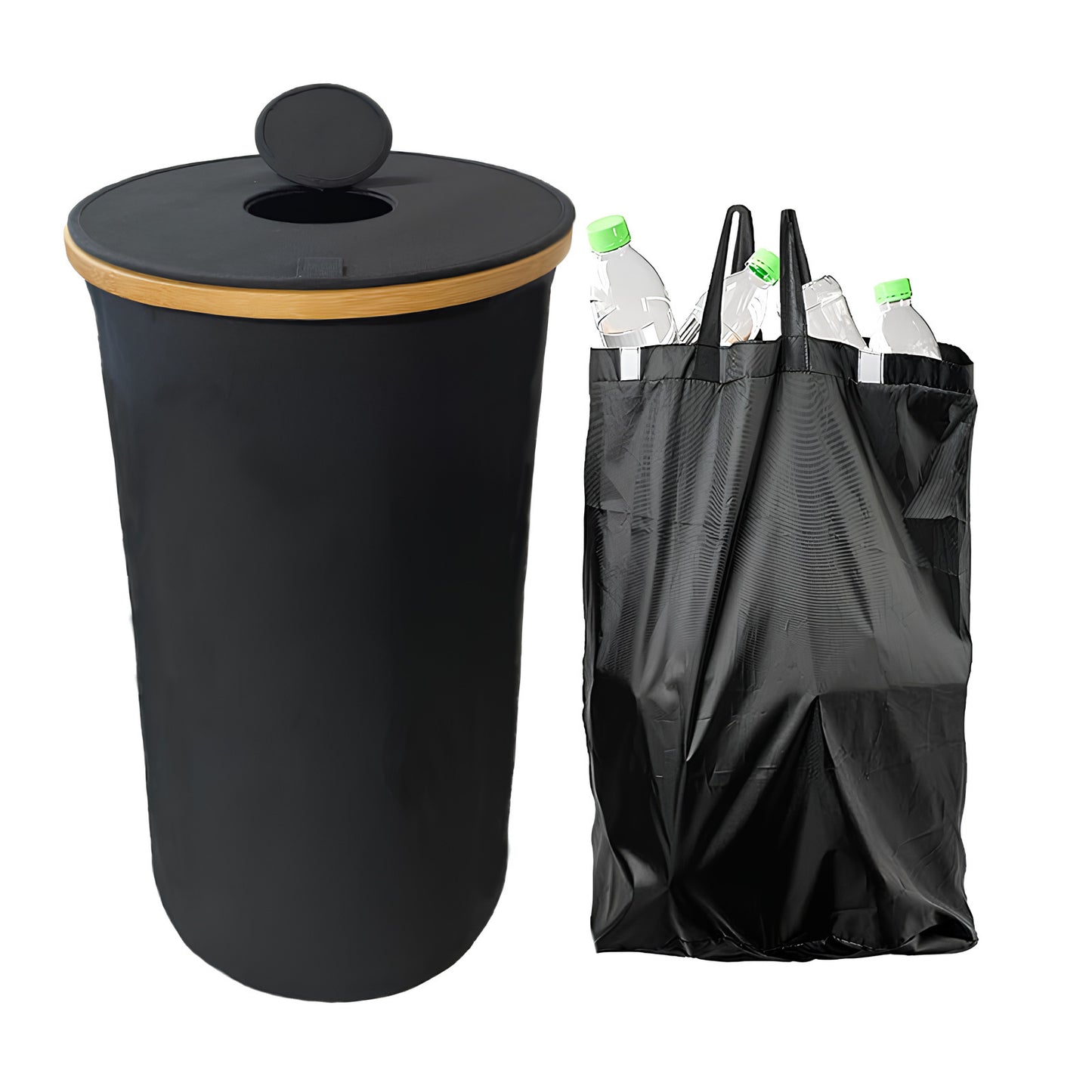 Waste bin with bamboo lid Acalora