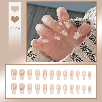 Artificial nail set with elegant flower and glitter decorations Acalora