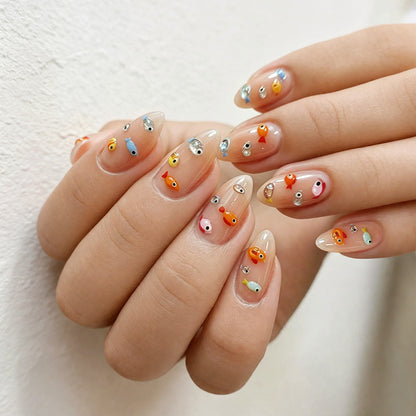 Artistic Fish-Themed Press-On Nail Set Acalora