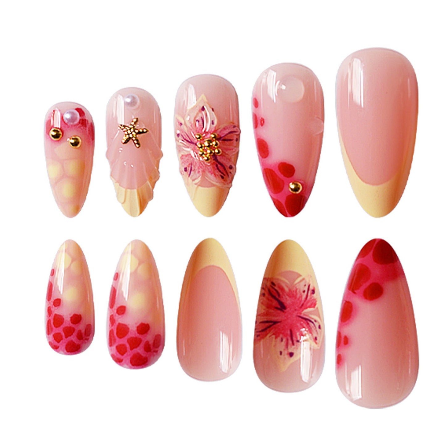 Floral 3D Acrylic Press-On Nail Art Set Acalora