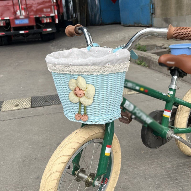 Floral-Embellished Bicycle Basket Bowlift