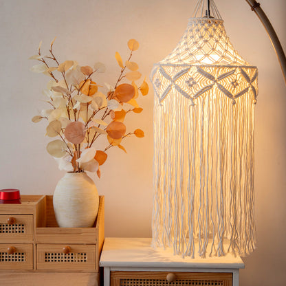 Elegant Macrame Hanging Lamp with Fringes Acalora