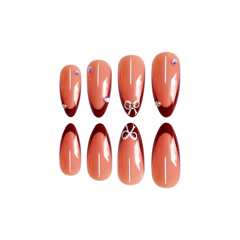 Artistic Stiletto Press-On Nails with Gemstone Accents Acalora