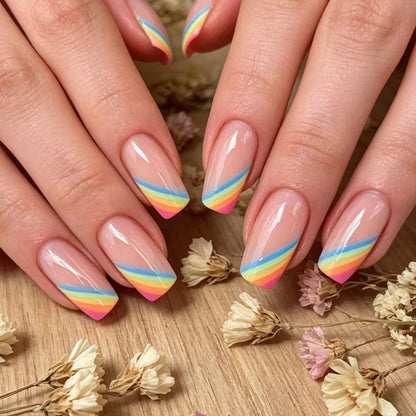 Elegant Rainbow French Tip Nail Art Acalora