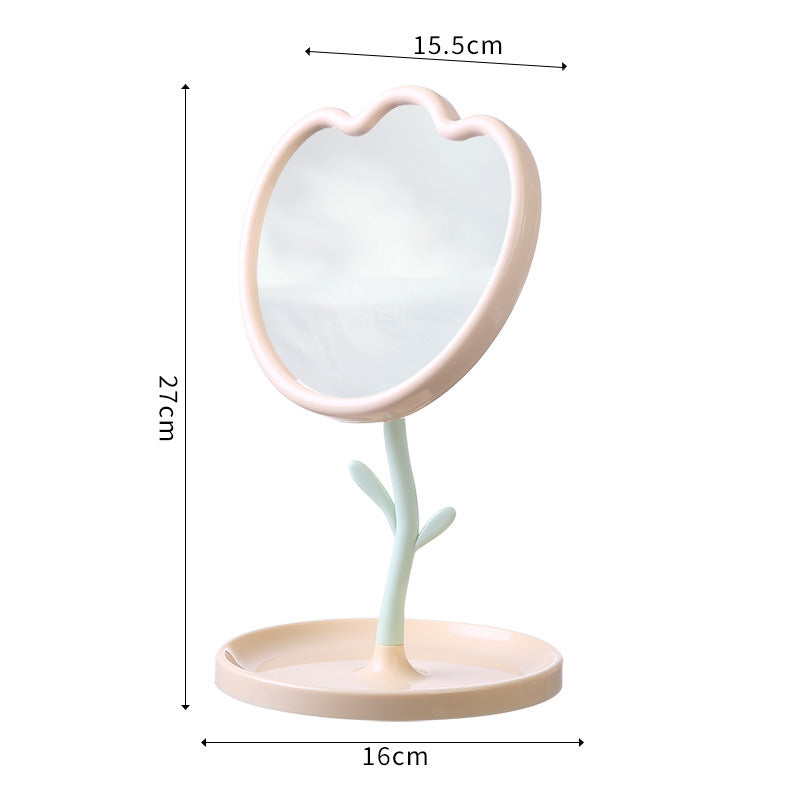 Floral-Themed Tabletop Vanity Mirror