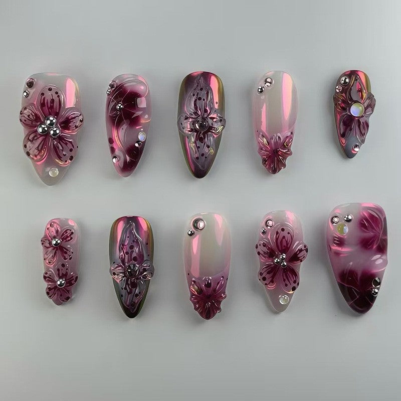 Floral 3D Press-On Nail Set Acalora