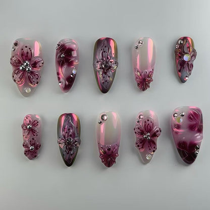 Floral 3D Press-On Nail Set Acalora